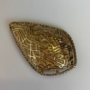 Vintage Sarah Coventry Gold Tone Brooch Pin Pendant 3" Length Fashion Jewelry